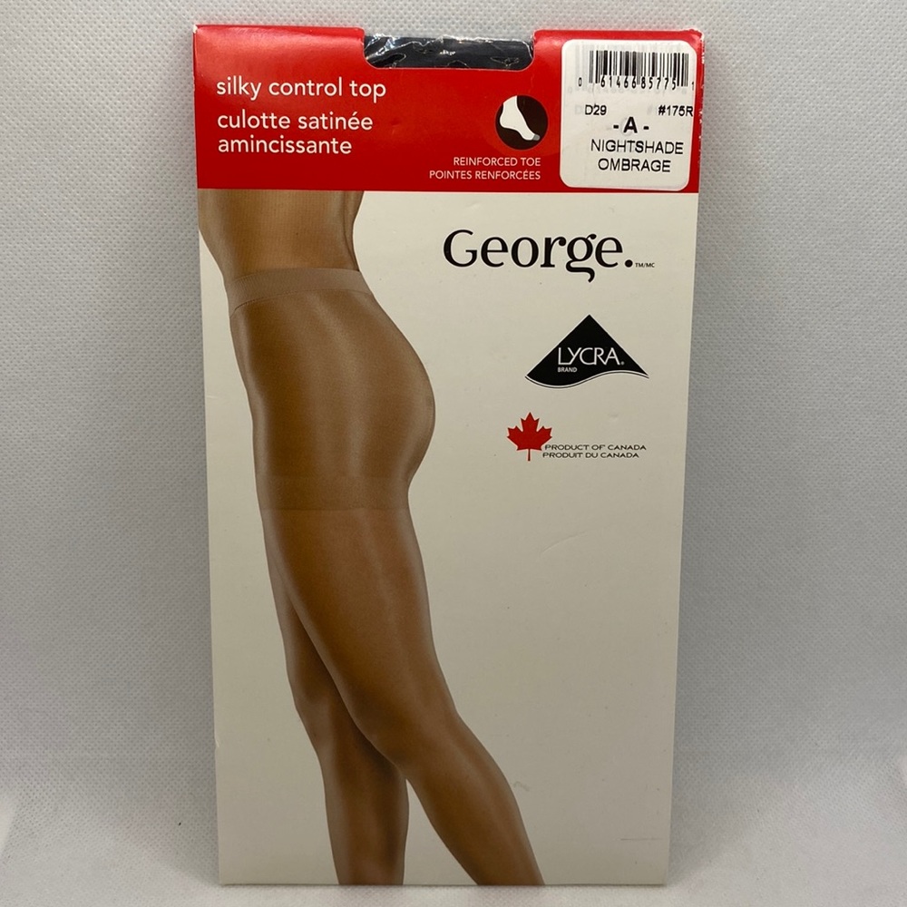 George Silky Control Top Pantyhose Nylons Nightshade Size A 90-120 lbs